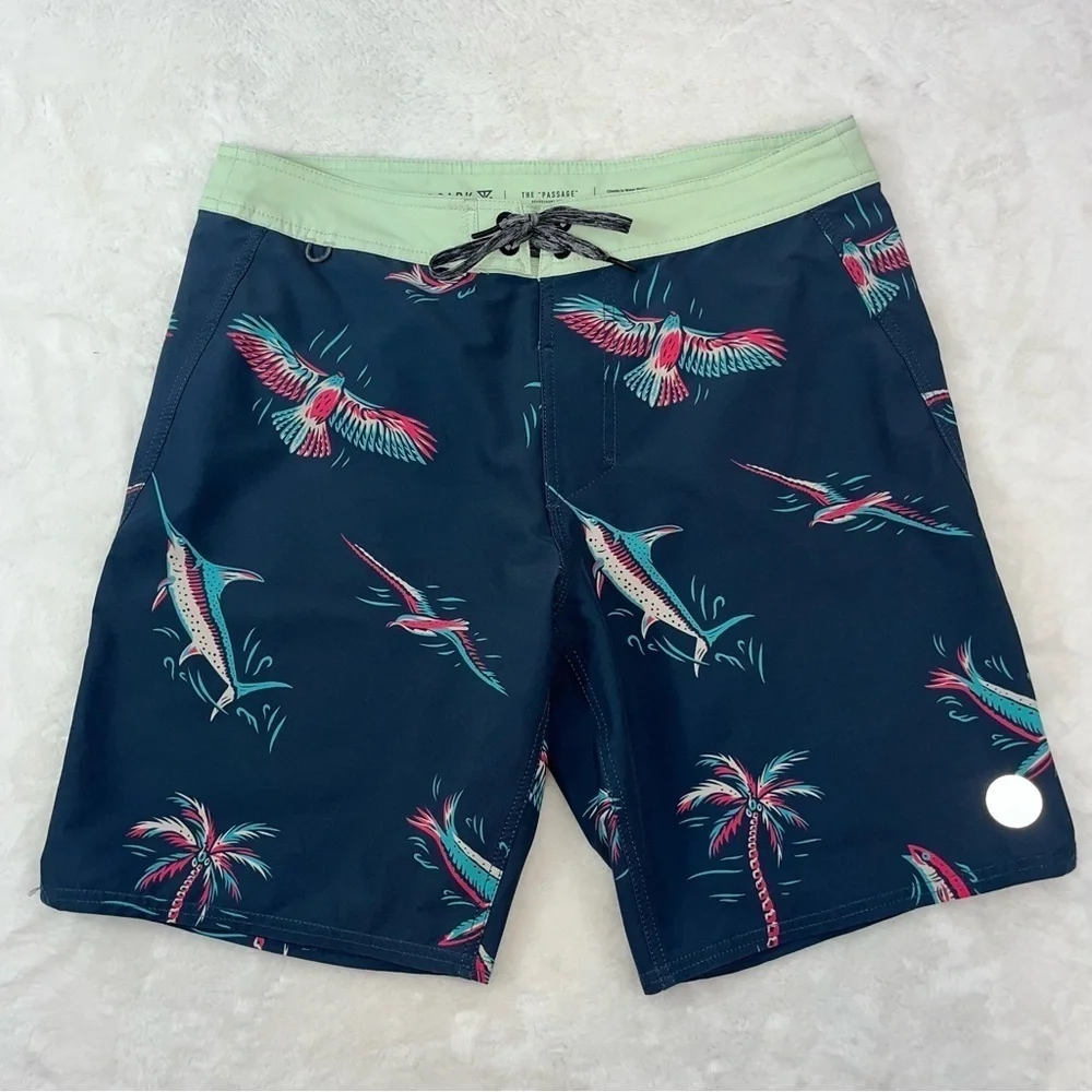 Roark Revival Passage Mariner 18” Boardshorts‎ - Navy Sz 31 Drawstring 9” Inseam